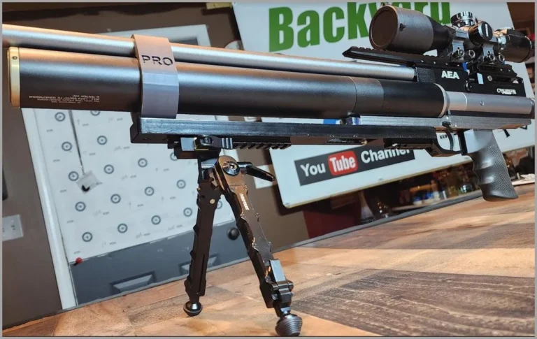 AEA Challenger PCP air rifle on tripod.