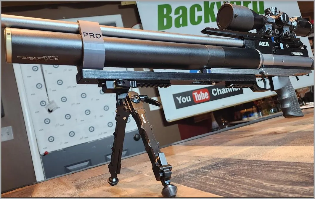 AEA Challenger PCP air rifle on tripod.