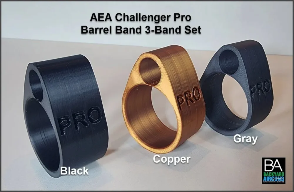 AEA Challenger Pro barrel bands: black, copper, gray.