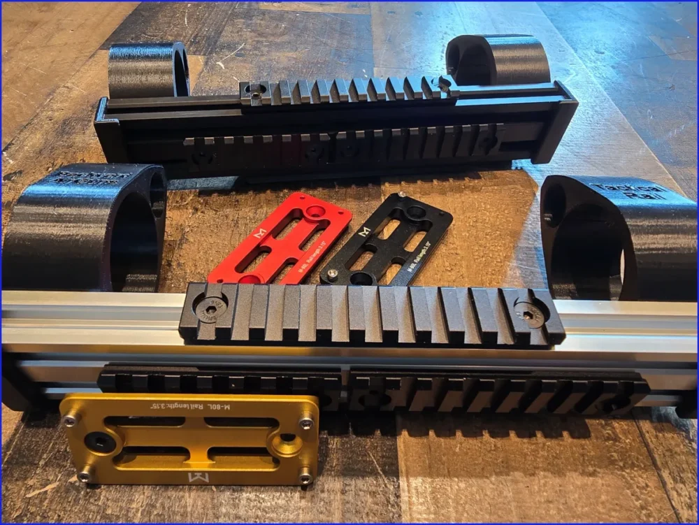 Here's an alt tag for the image: >Modular rail system components.
