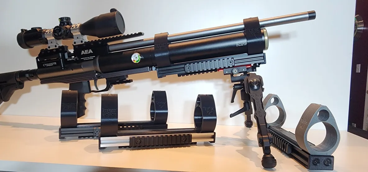 AEA Challenger PCP air rifle with accessories.