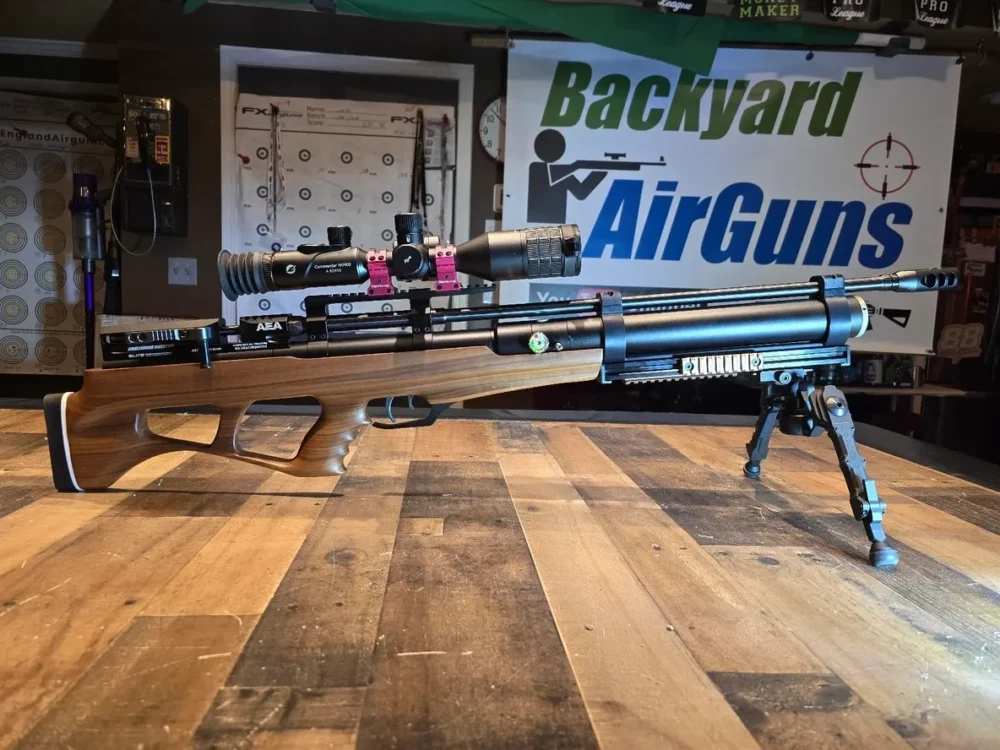 AEA air rifle with scope and bipod.