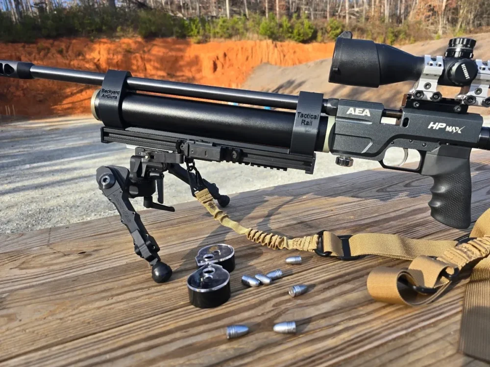 AEA HPMAX air rifle on shooting range.