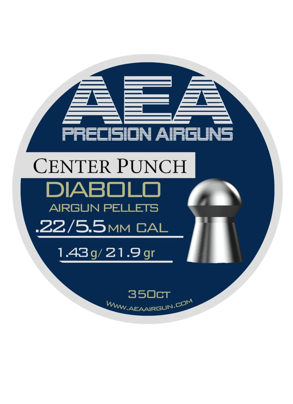 AEA Center Punch Pellets | .22 Cal | 21.9 gr  |  350 Ct